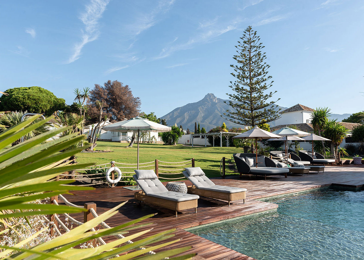 Boho Club Marbella garden and pool